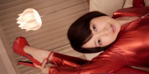 ERITO - Cosplay catsuit Asuna Langley cum swallowing