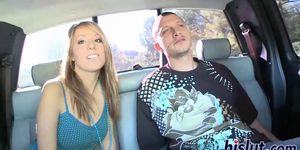 Hot blonde gets fucked in a car