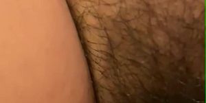 Close up hairy asian pussy clit rub and sex
