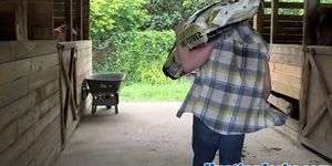 Cum spraying stud buttfucked outdoors