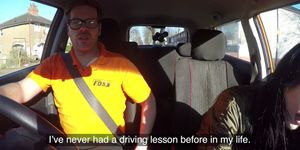 Slim driving student has sixtynine oral