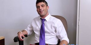 Muscular stripper buttfucked by office studs