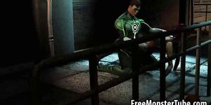 Sexy 3D babe getting fucked hard by the Green Lantern