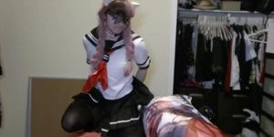 Kitty Trap in a School Uniform Takes Toy in Ass For Senpai