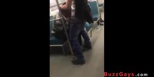 Asian twink gets BJ from older man in a subway