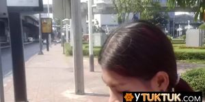 Shy teen gets picked up in the street by a visitor and she shows fucks him so good he cant believe