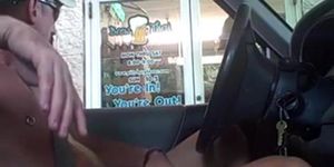 Str8 drive-thru with his dick out