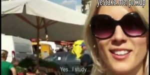 Blonde girl cant resist the money to get fucked in public