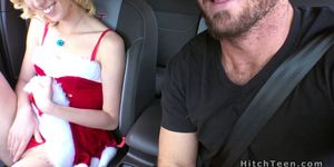 Blonde Santa teen fucks stranger outdoors (Haley Reed)