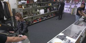 Real amateur pawnee riding cock at pawn shop