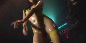 Oiled up asian stripper dancing