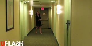 cute chick flashing in hotel