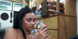 Latina pawnshop amateur sucking cock for cash - video 1