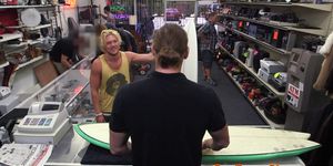 GAY PAWN SHOPS - Pawn brokers bang straight surfer in threeway