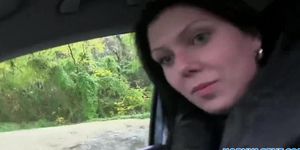 Hornyagent young black haired chick fucks on car bonnet