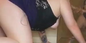 tatted pawg in heels plays with toys while you watch