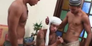 BRAZILIAN STUDZ - Big Cock Latinos Gay Threesome Sex