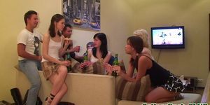 COLLEGE FUCK PARTIES - Aspen and Berta cocksucking at college party