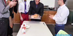 Coworkers buy birthday guy a dick cake before banging them