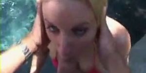 Blonde Poolside Blowjob, 'Pink Eye' Facial