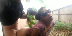 Latina Fucking and Sucking Long Dick in her Mom's back Yard..