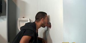 Ebony guy at gloryhole sucks dick and rims