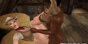 Cowgirl de dessin animé Foxy 3D se fait baiser par un étalon en ébène - vidéo 1