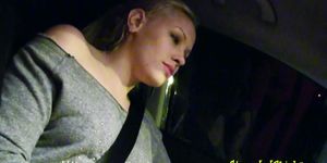 Doggystyled teen cocksucking in the car