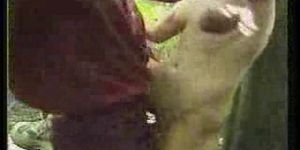 outdoor bj and fuck on wood