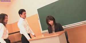 Asian teacher gets slammed and sucks