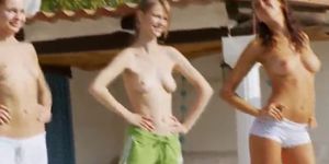 Six naked girls by the pool from europe - video 2