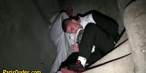 Frenchie bj in stairwell