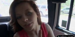 Big eyes hot babe gets pounded in the car for some cash