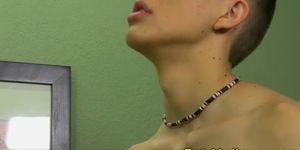 Skinny twink teen amateur gives head