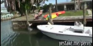 Dude films his sunbathing GF off a boat