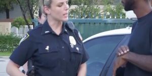 Gorgeous Blonde Female Cop In Uniform Sucking On Black Dick