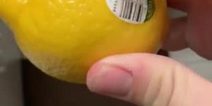 Putting a lemon up my girlfriend's pussy