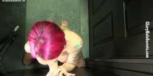 Sexy Red haired Tattooed Slut sucking off strangers in random gloryhole