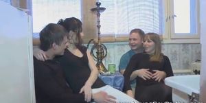 Russian amateur teens smoking cigarettes then fucking