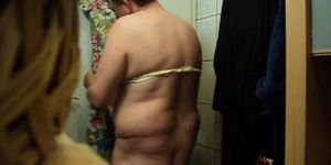 Exposed fat slut in bathroom (Michael Alexander)