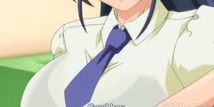 Anime hottie in glasses gets big tits teased in close-up - video 1