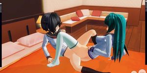 3D Hentai Schoolgirls Lesbians Screw With A Vibrator
