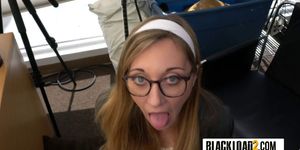 Naive college teen knows how to suck black dicks like an expert
