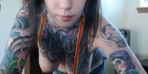 Hot Tattooed Webcam Slut In Suspenders
