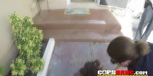 Hardcore interracial sex between two busty female cops and nauhty black criminal