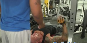 Gym jock asspounded until shooting cum