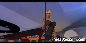 Sexy 3D cartoon blonde stripper babe does a dance