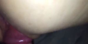 Swollen cunt filled with jizz after an