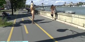 Sweet blonde teen Karol nude in public