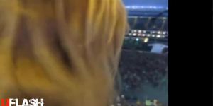 Blonde Flashing at a Stadium